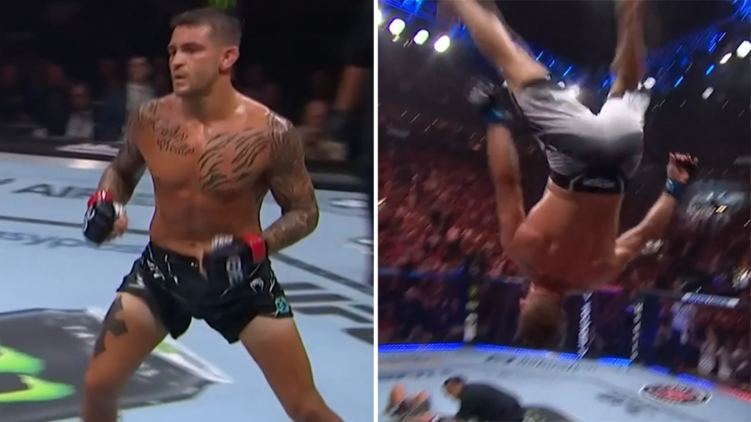 Justin Gaethje celebrates epic Dustin Poirier knock-out with backflip at UFC 291