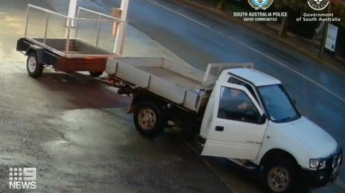 SA police have released an image of the ute and trailer involved in the alleged hit-and-run. 