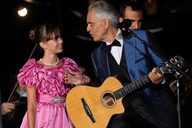 Andrea Bocelli performs with his daughter Virginia at BST Hyde Park on July 5, 2024