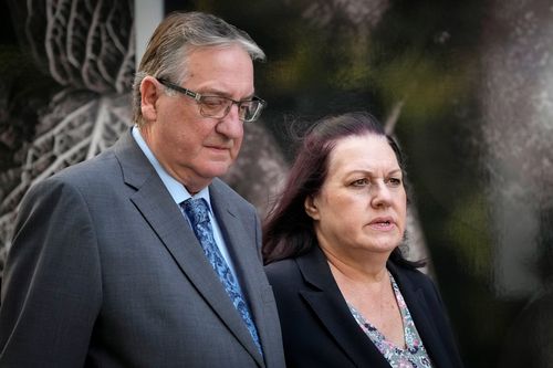 John and Susan Letby, the parents of nurse Lucy Letby, arrive at Manchester Crown Court