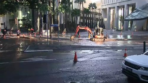 Authorities closed Eagle Street this morning. (9NEWS)
