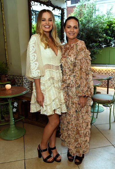 Margot Robbie and Nicky Zimmermann&nbsp;in Zimmermann, celebrating the launch of Zimmermann's London flagship store in Mayfair at the private members' club 5 Hertford St, London.