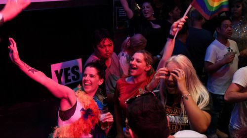 Same-sex marriage supporters partied after the Yes vote won.