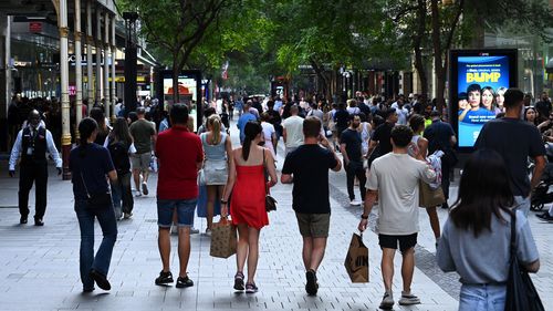 Shoppers in Pitt Street Mall