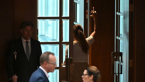 Independent Senator Lidia Thorpe storms out of Senate.
