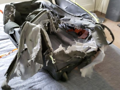 Damaged bag belonging to Andrew Glykidis 