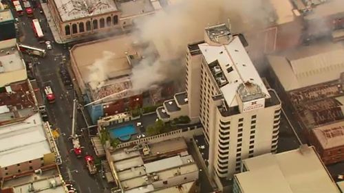 A fire destroyed a three-storey building in Adelaide's CBD last Tuesday. (9NEWS)