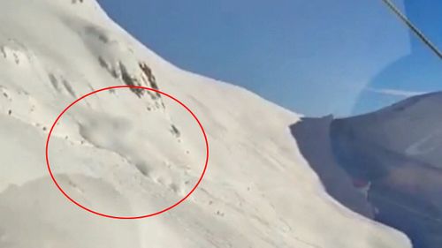 The avalanche was captured on video by nearby skiers.