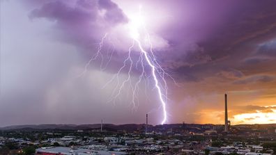 Lightning strike over Mount Isa mines, Queensland. (Bureau of Meteorology)