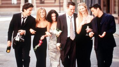 Matthew Perry, with the cast of Friends