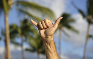 &quot;The shaka symbol. It is said to be created in the 1930s on Hawaii, representig the spirit of hang loose and aloha. XXL size image.Have a look at the variation:&quot;
