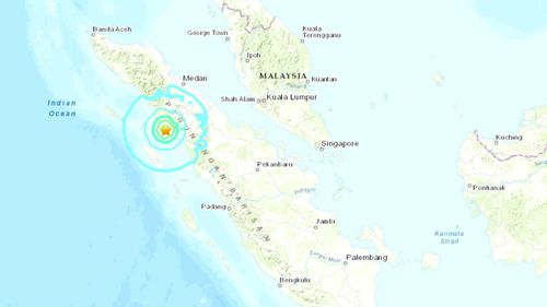 A 6.2-magnitude earthquake hit off the coast of Indonesia's Sumatra island.