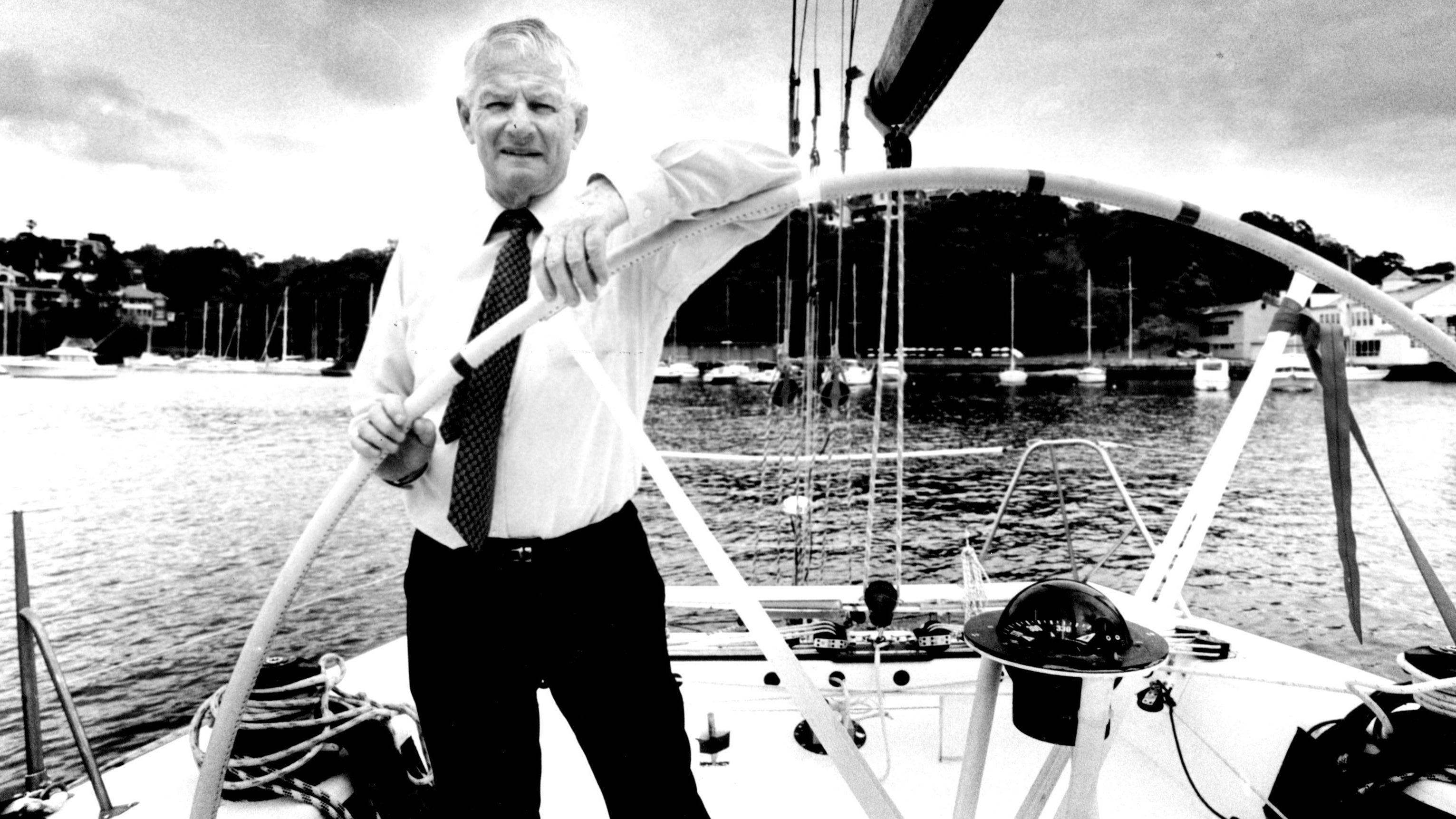 Syd Fischer and his boat Ragamugffin in 1992. (Photo by Craig Golding/Fairfax Media).