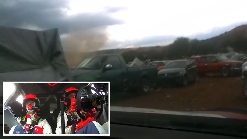 Dash Cam footage shows British rally driver's dash through carpark