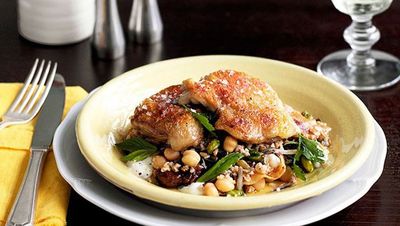 Recipe:&nbsp;<a href="http://kitchen.nine.com.au/2016/05/16/17/18/twicecooked-chicken-with-grain-salad-and-pancetta" target="_top" draggable="false">Twice-cooked chicken with grain salad and pancetta</a>