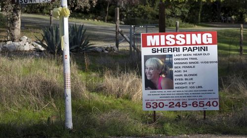 In November 10, 2016, a "missing" sign for Sherri Papini was put up near the location where she was initially believed to have gone missing. 