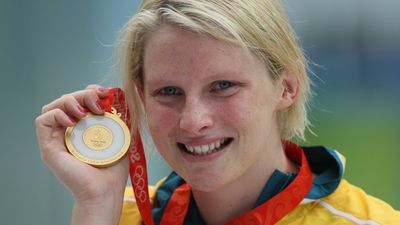 Claudia Dean, 16, of Australia reacts when she won the Gold Medal