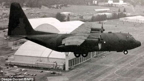The US Air Force C-130 transport plane stolen by Paul Meyer on May 23, 1969. (Photo: Deeper Dorset).