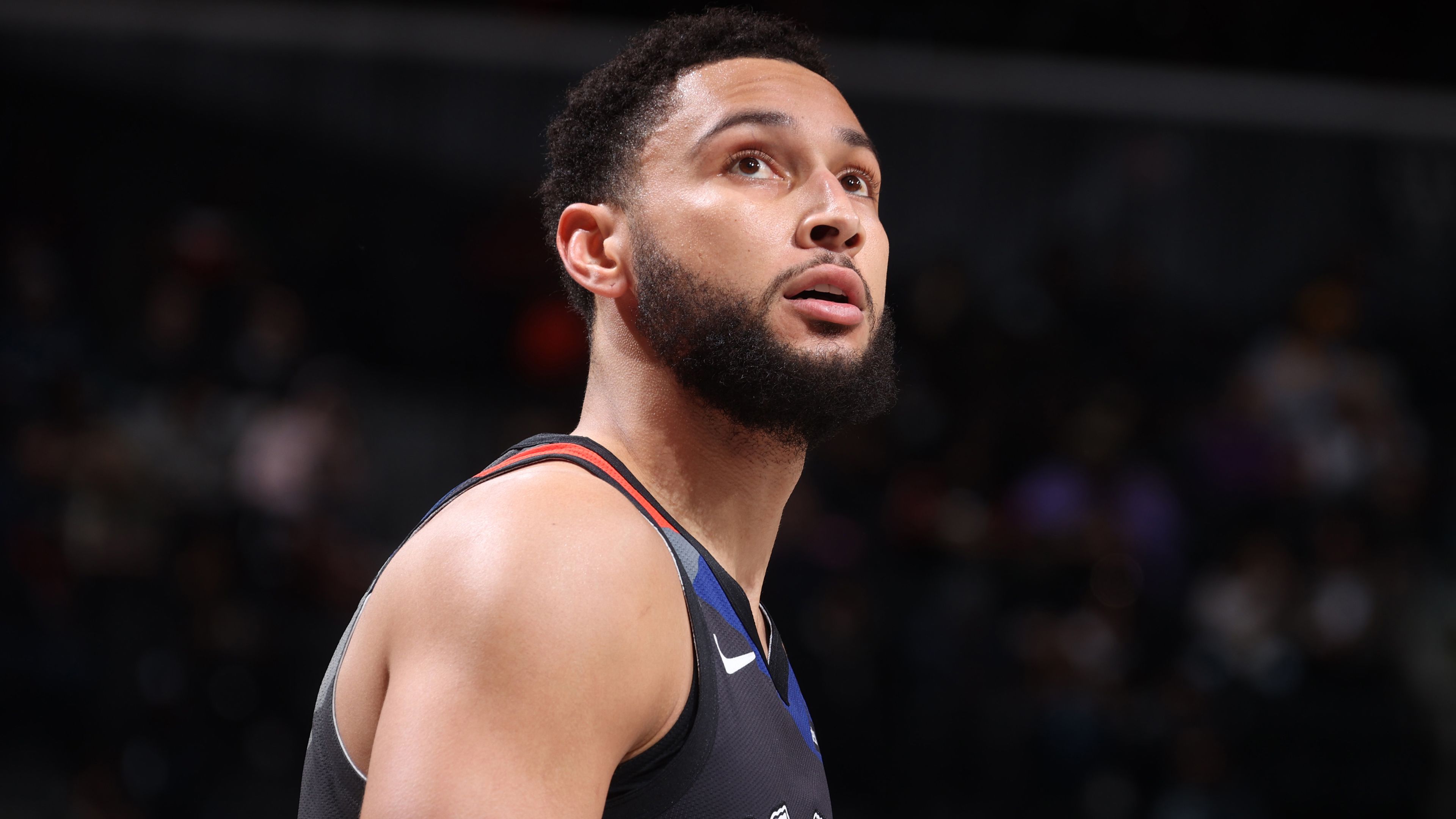 Ben Simmons of the Brooklyn Nets looks on during the game against the Utah Jazz.
