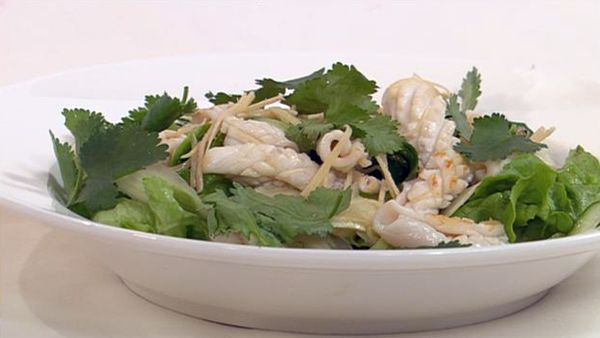 Calamari salad with tangy wasabi dressing