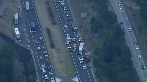Drivers have been urged to avoid the M7 due to the Cecil Hills crash. (9NEWS)