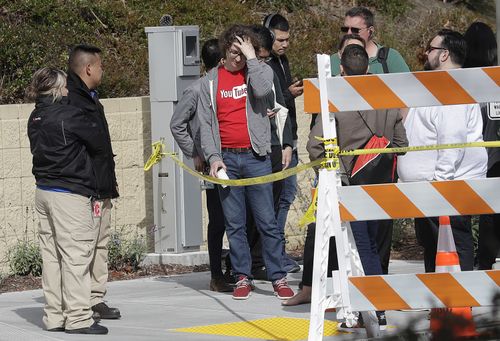 People were seen and heard running from the YouTube building during the shooting. Picture: AAP.