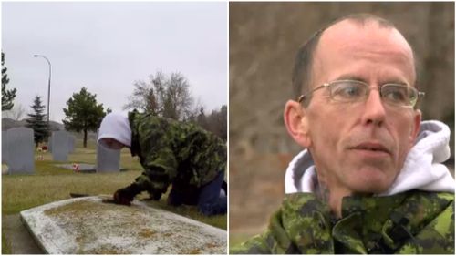 Canadian man cleans forgotten war veterans’ grave stones