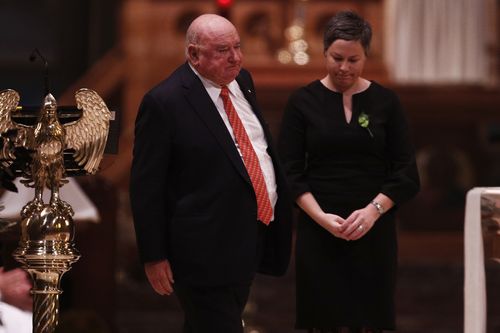 Businessman Lindsay Fox at Sisto Malaspina's funeral.