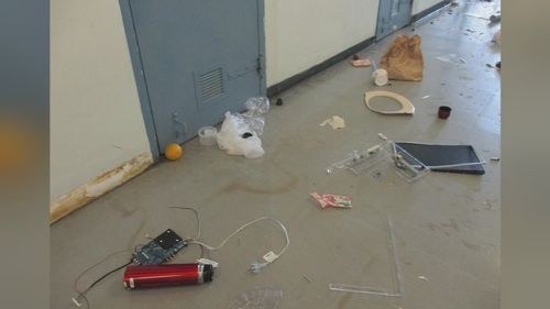 An entire wing of the prison was filled with clutter and debris, graffiti scrawled on the walls and multiple flooded toilets.