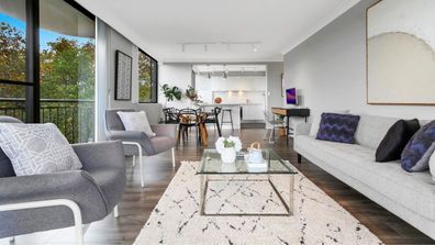 Sydney apartment listing living room Domain 