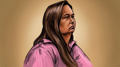 A courtroom sketch of Erin Patterson.