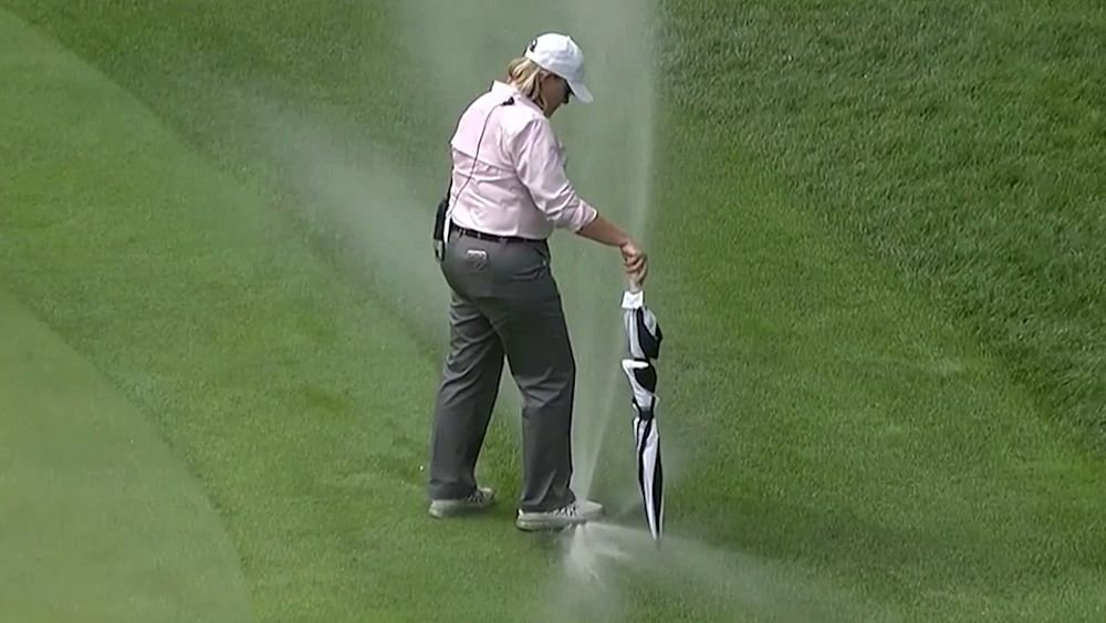 Solheim Cup USA v Europe match stopped after sprinklers go off