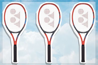 9PR: YONEX 2023 Vcore Ace Pre Strung Tennis Racquet, Scarlet
