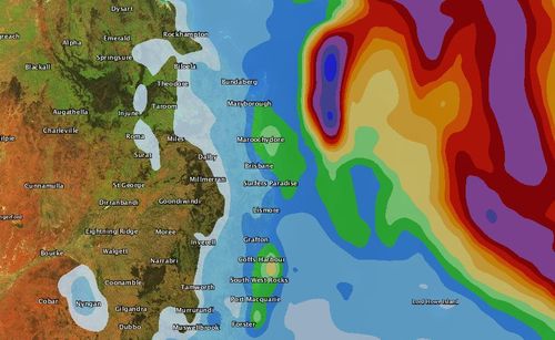 Weatherzone radar for 8am tomorrow over the Brisbane area. 