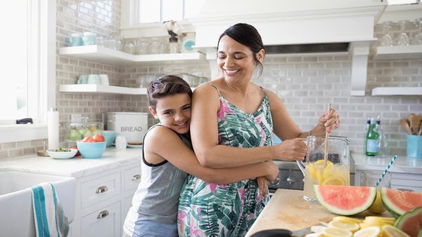 Mum and son in the kitchen 