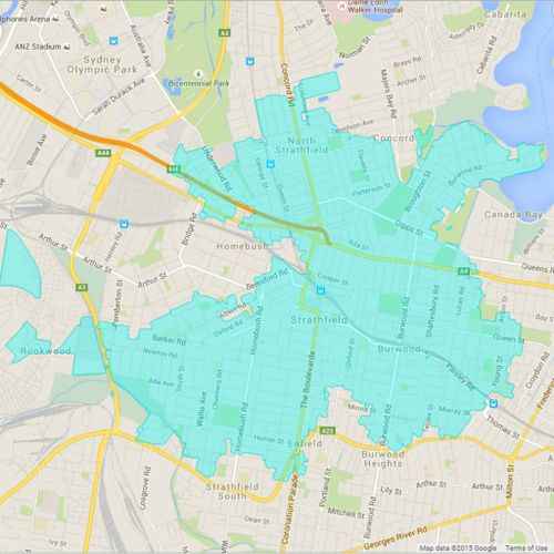 The areas affected by the power outage. (Ausgrid)