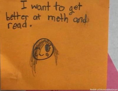 Innocent yet inappropriate drawings by kids: "My sister asked her 3rd graders their priorities for the year."⁠