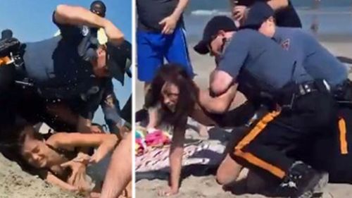 Images from the video released earlier this week shows an officer punching a woman on a beach in New Jersey.