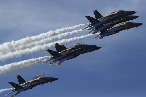 President Donald Trump will include a flight demonstration by the US Navy Blue Angels. 