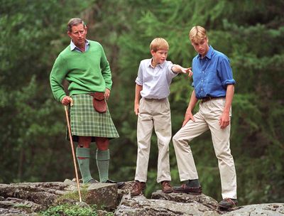 Charles, William and Harry out walking, 1997