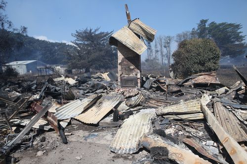 A home destroyed by fire in Cobden. (AAP)