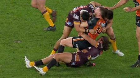 Broncos star referred to judiciary for 'horrendous' tackle that broke Tiger's leg