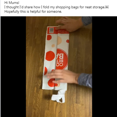 Mum's unique shopping bag folding technique delights and divides shoppers