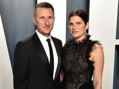 Scott Campbell, Lake Bell, 2020 Vanity Fair Oscar Party, Beverly Hills, California