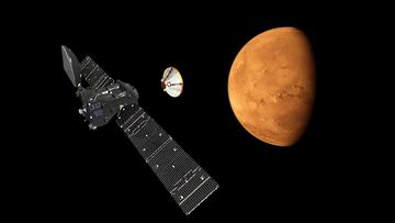 An artist's impression depicting the separation of the ExoMars 2016 entry. (AAP)