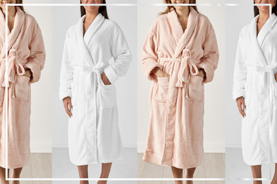 9PR: Linen House Plush Robes, White and Pink