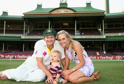 Shane Watson posed with wife Lee and son Will.