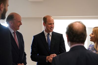 Prince William, Prince of Wales (C) speaks with James' Place Founders Nick Wentworth-Stanley (2nd L) and Clare Milford Haven (R) as he visits James' Place Newcastle on April 30, 2024 in Newcastle upon Tyne, England.  