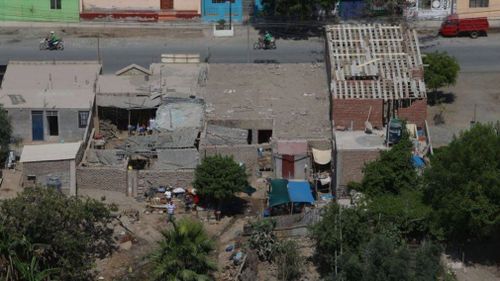 An aerial view of area affected by an earthquake in Arequipa, Peru. (AAP)