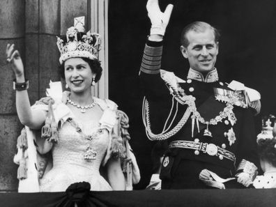 Queen Elizabeth and Prince Philip on the day of Her Majesty's coronation.